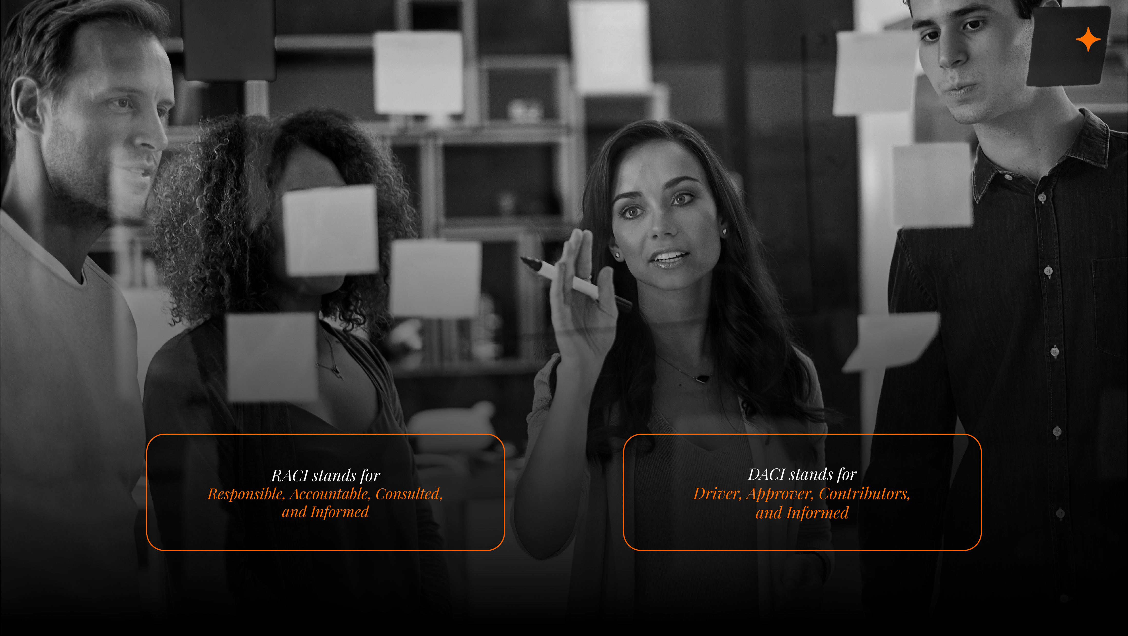 Project lead mapping roles using a RACI framework to clarify responsibility and decision-making