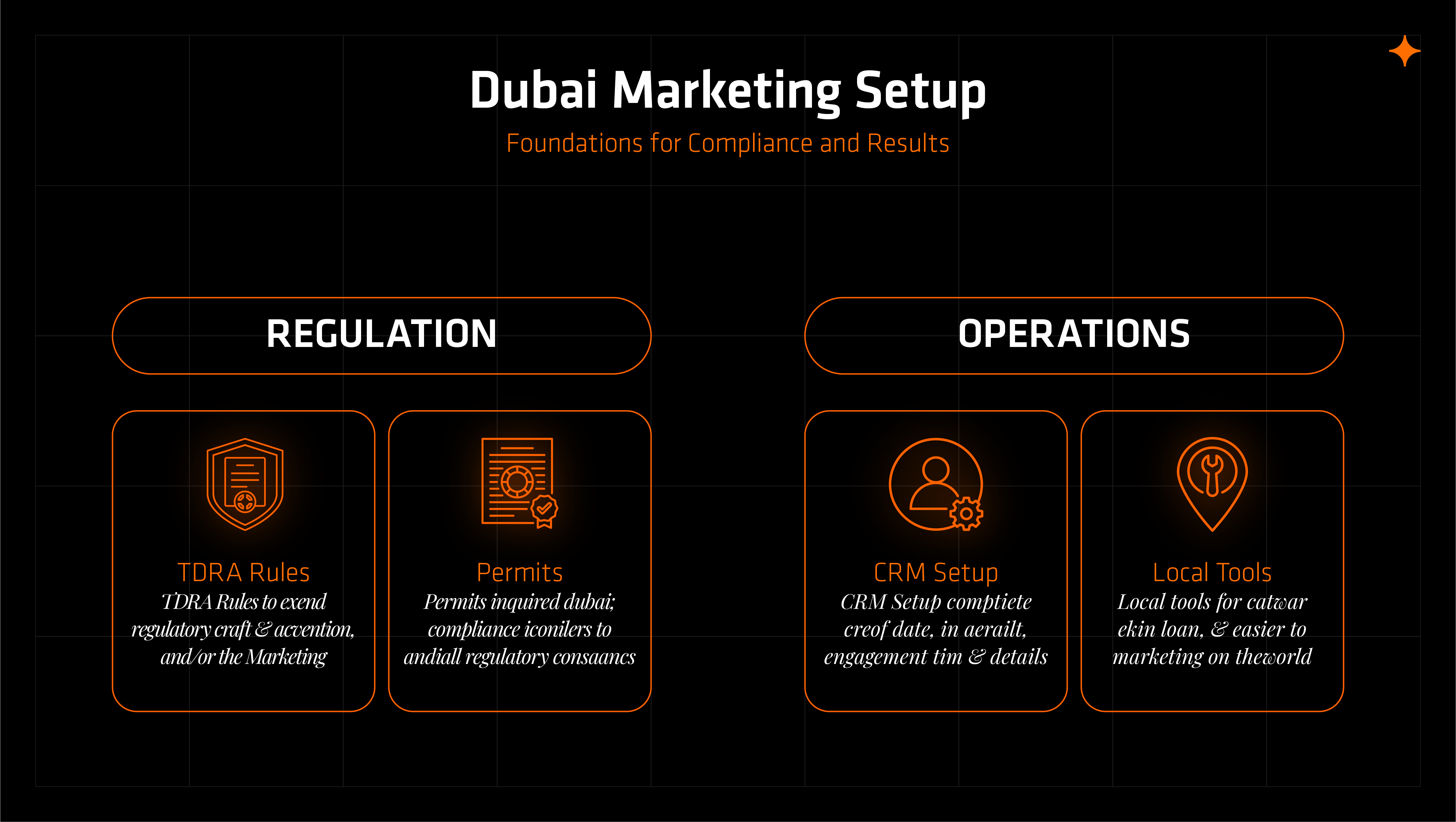 Table of Dubai marketing prerequisites: TDRA opt-in consent, Sender ID, advertiser permits, UAE PDPL, plus CRM and analytics tools