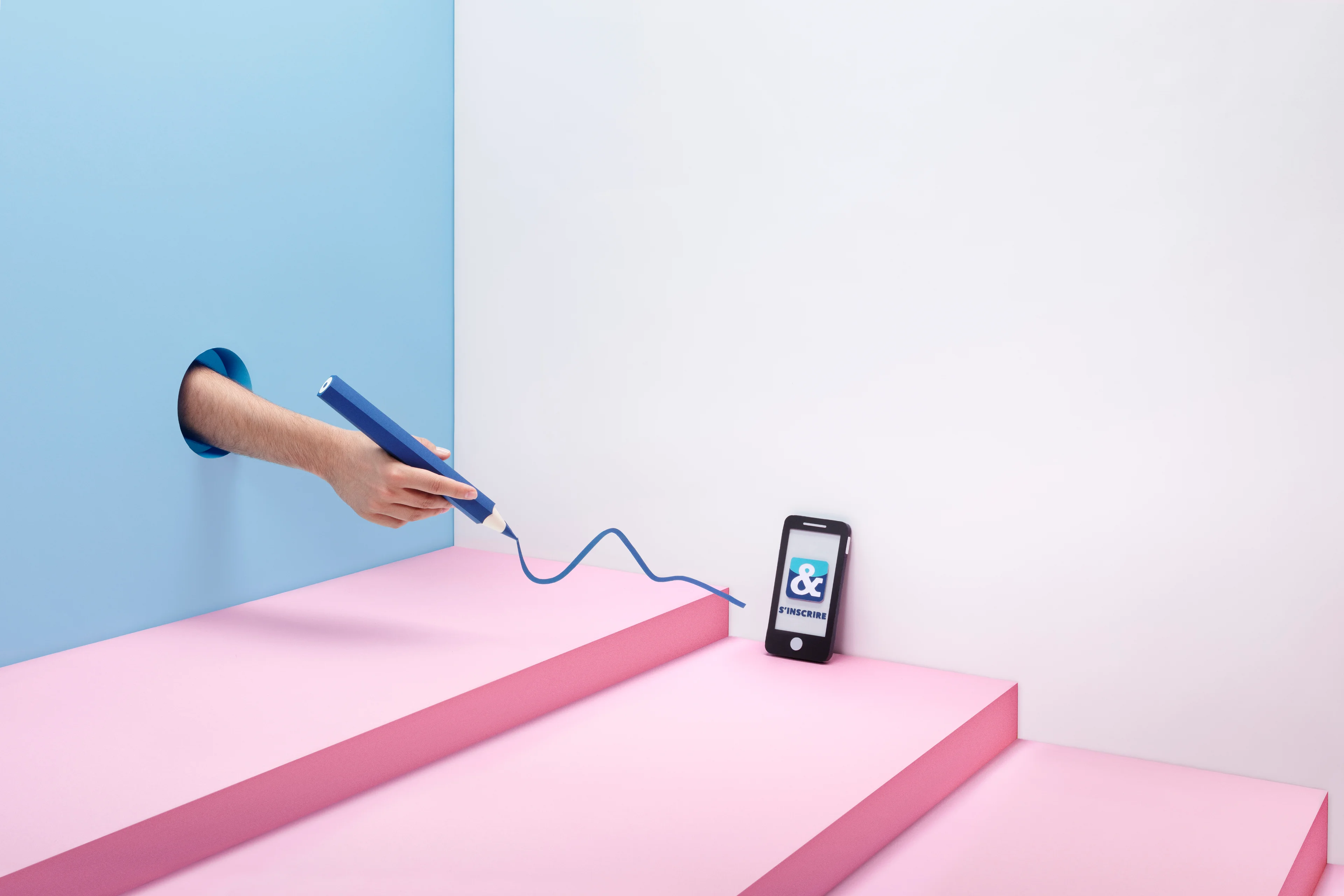 Shop & Ship paper-craft mobile signup path showing easier account creation