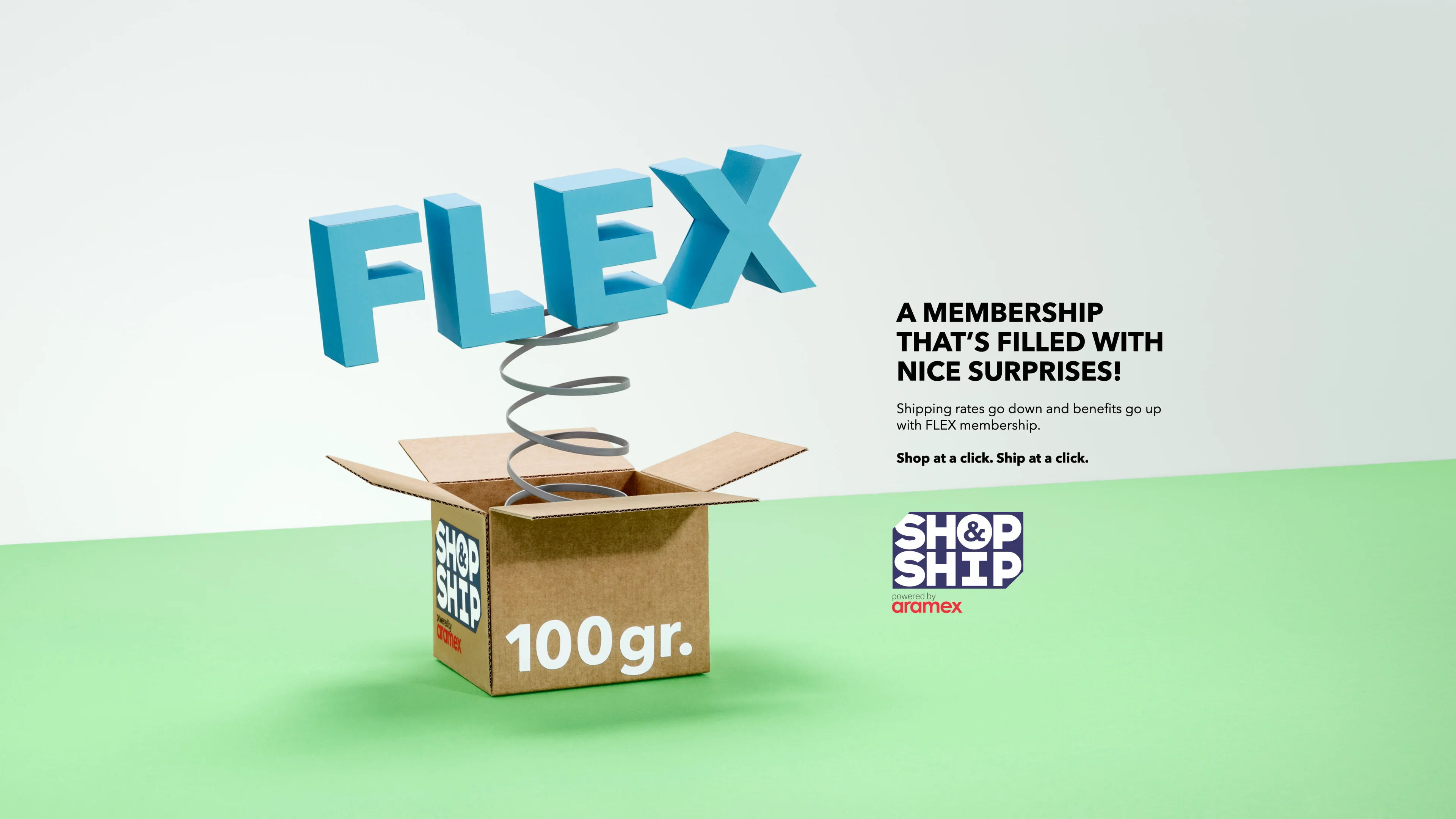 Shop & Ship Flex Membership campaign creative for Shop & Ship by Aramex