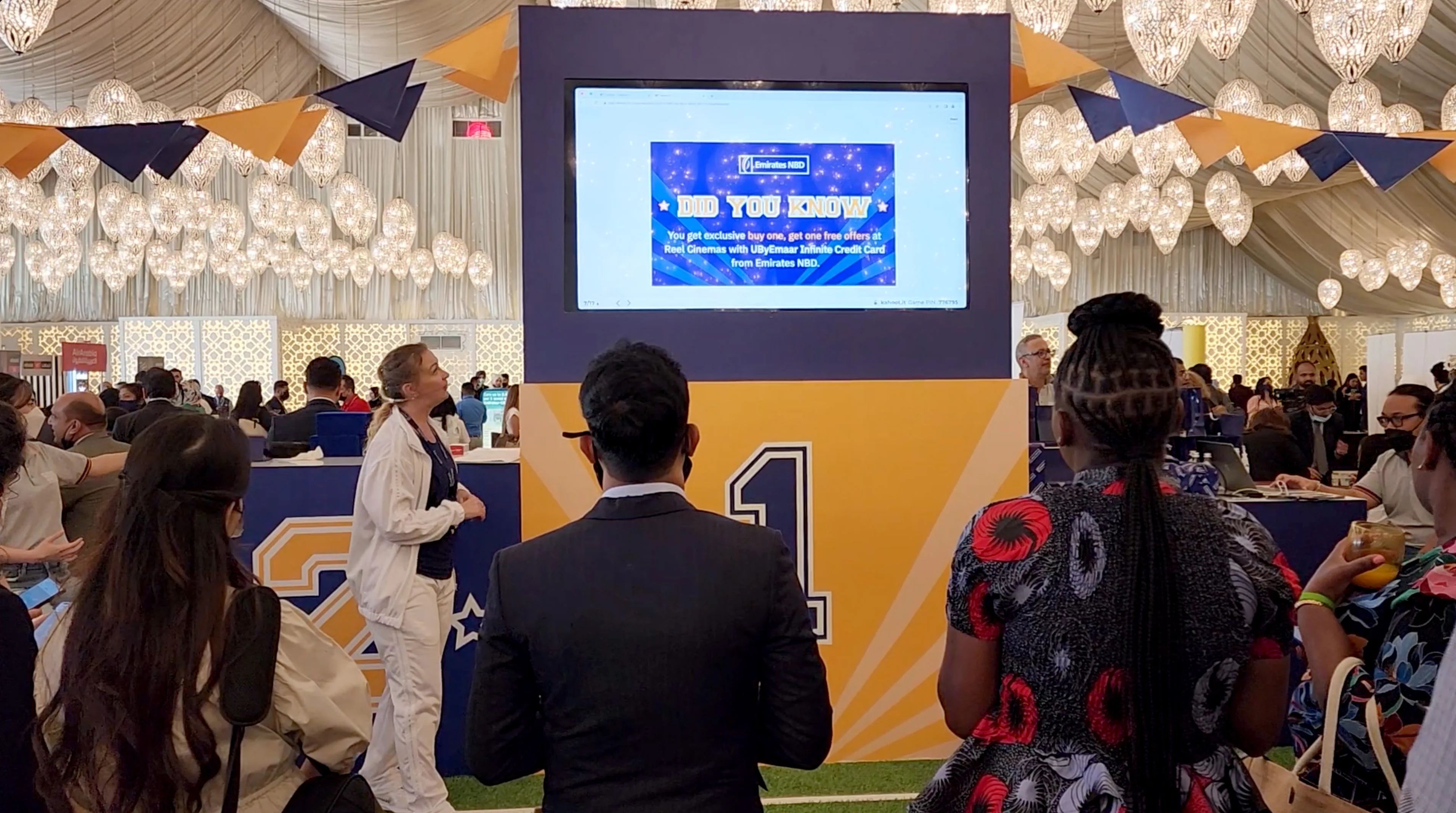 Teachers taking part in Teacher Tourney, a sports day-inspired Emirates NBD activation designed by Almost Impossible.