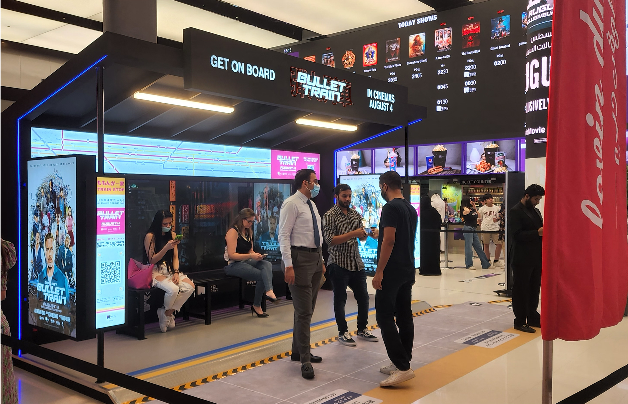 Moviegoers standing at our activation stand, mirroring the real-life experience. Moviegoers standing at our activation stand, mirroring the real-life experience.