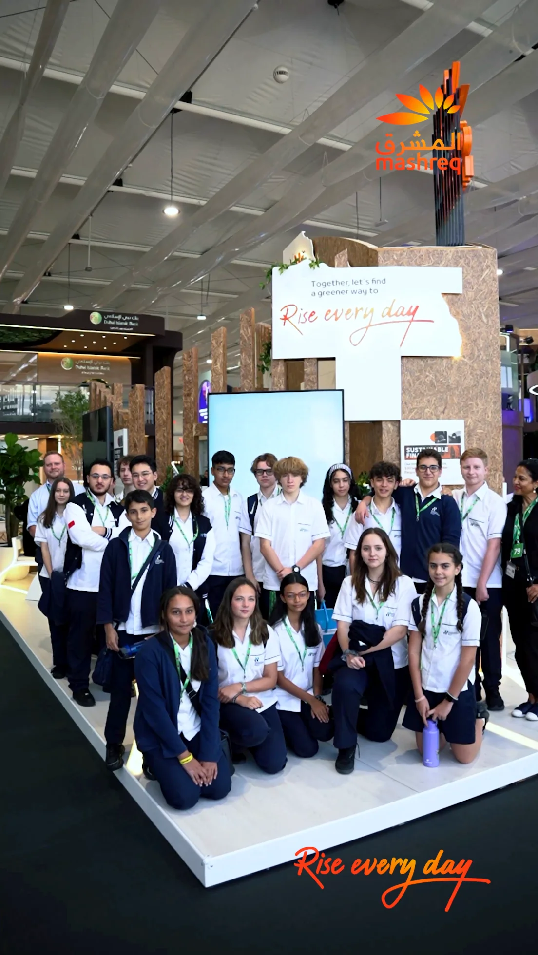 Students visiting Mashreq’s Earth 2 Earth sustainability stand at COP28.