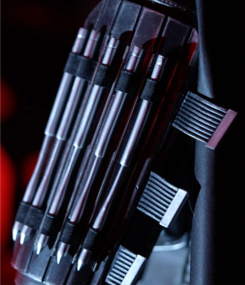 Batman gauntlet displayed inside Gotham City Pavilion immersive experience