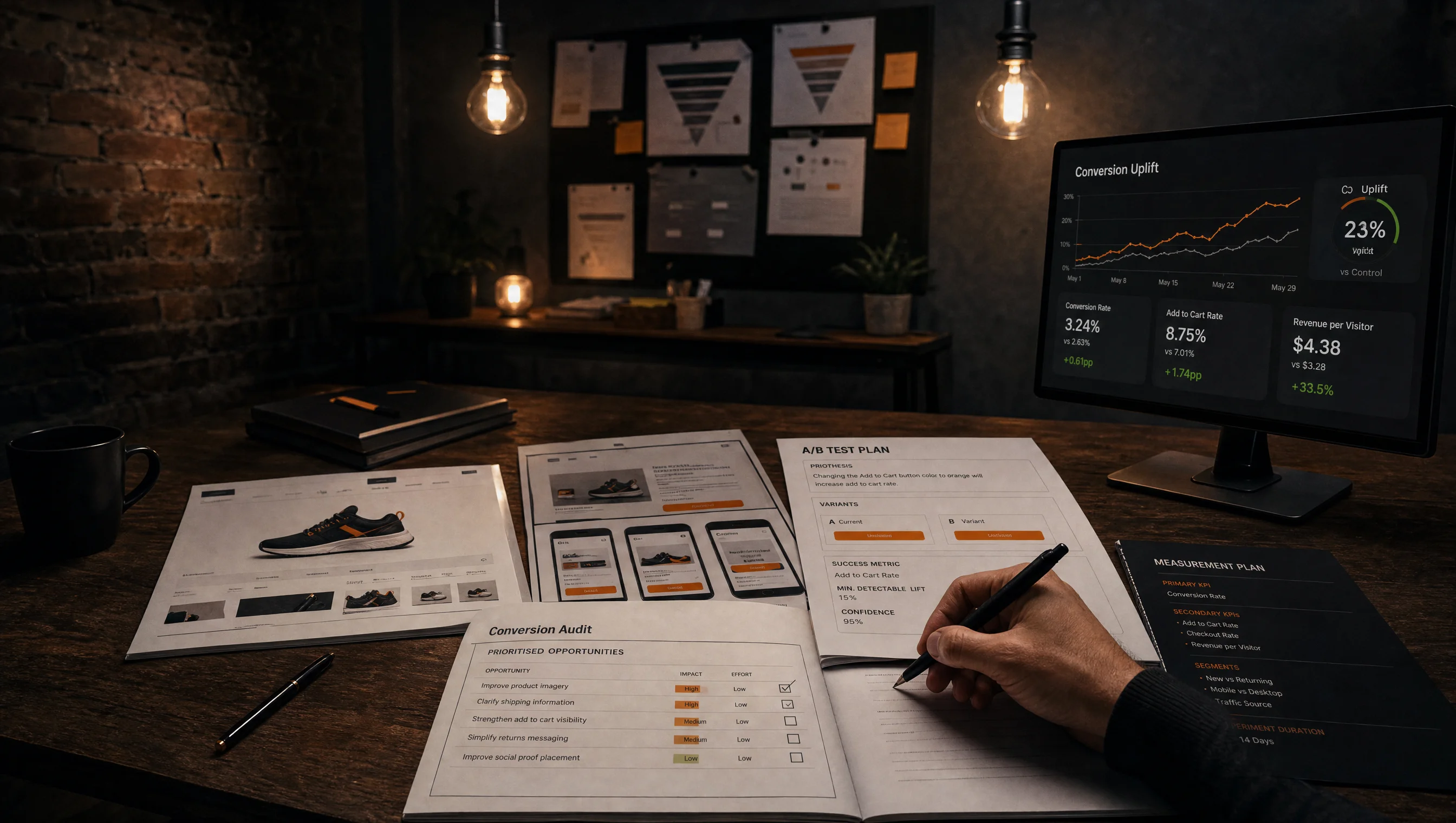 Commerce deliverables, conversion audit, redesigned product pages and measurement dashboard at the Almost Impossible studio